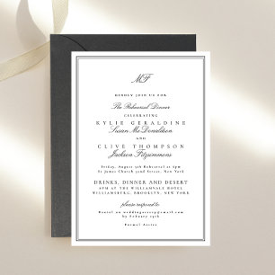Invitación Marco Formal Negro Blanco Cena de Ensayo de Boda