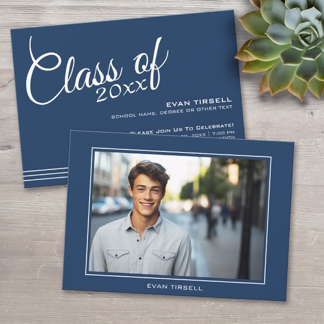 Invitación Marco fotográfico de graduación de la Marina moder (Custom Graduation Announcement)