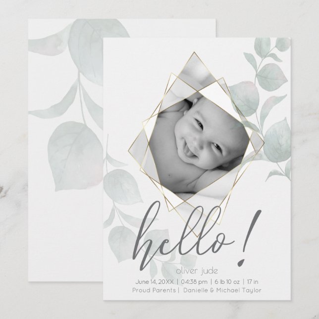 Invitación Marco fotográfico factible Eucalyptus deja Alabast (Anverso / Reverso)