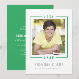 Invitación Marco fotográfico GRAD INVITE 2020 verde kelly mod