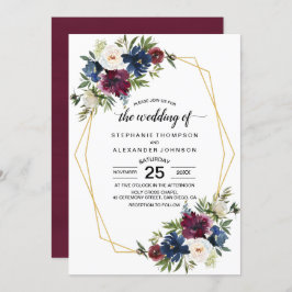 Invitación Marco geométrico Boda de flores de la Marina de Bo