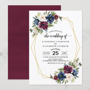 Invitación Marco geométrico Boda de flores de la Marina de Bo