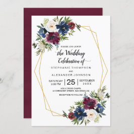 Invitación Marco geométrico Boda de flores de la Marina de Bo