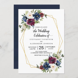 Invitación Marco geométrico Boda de flores de la Marina de Bo
