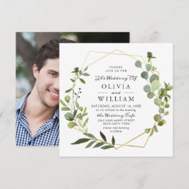 Invitación Marco Geométrico de Eucalipto Moderno FOTO Boda