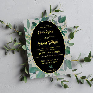 Invitación Marco geométrico de oro elegante de vegetación, Bo
