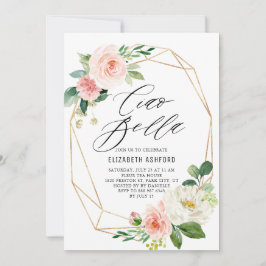 Invitación Marco geométrico de oro Floración rosa Ciao Bella