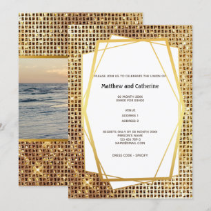Invitación Marco geométrico de purpurina dorada para hacer a 