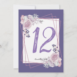 Invitación Marco geométrico moderno floral púrpura número de 