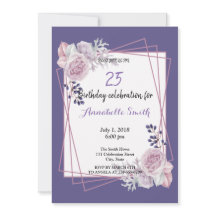 Marco geométrico moderno púrpura Floral Cumpleaños