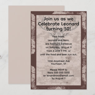 Invitación Marco Grunge y Fondo Beige Cumpleaños de Adulto