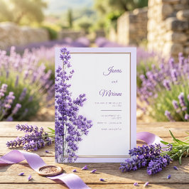 Invitación Marco Lila Pastel Romántico Dorado Lavanda