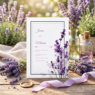 Invitación Marco Moderno de Lavanda Morada Negro Púrpura para