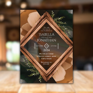 Invitación Marco moderno de madera Boda rústico