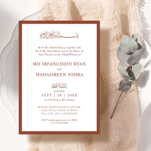 Invitación Marco Moderno, Elegante y Simple para Boda Islámic (Subido por el creador)