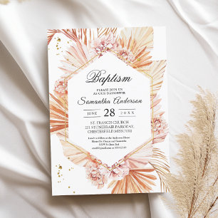Invitación Marco Naranja de hoja de palmera seca de terracota