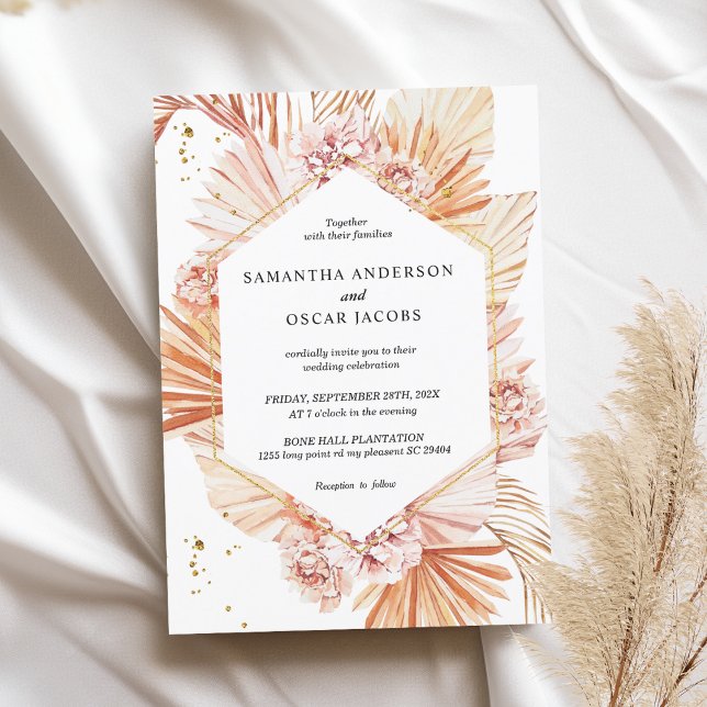 Invitación Marco Naranja de hoja de palmera seca de terracota (Subido por el creador)