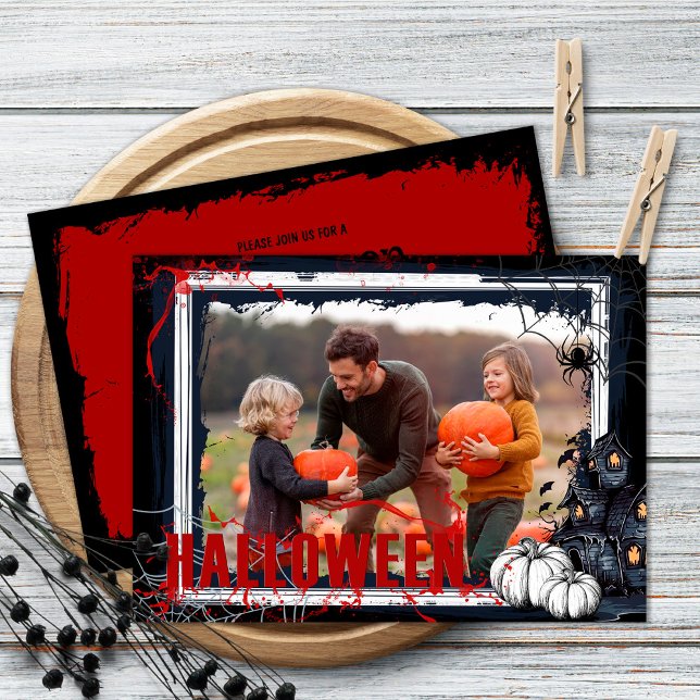 Invitación Marco negro de la fiesta de Halloween con foto de  (Subido por el creador)