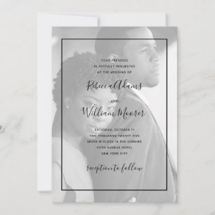 Invitación Marco negro moderno Boda de superposición de fot