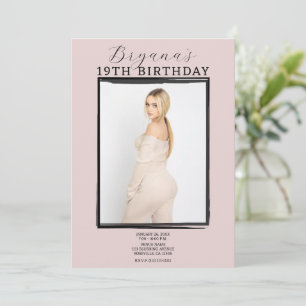 Invitación Marco Negro Moderno para Fotos Tendencia Cumpleaño