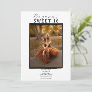 Invitación Marco Negro Moderno para Fotos Tendencia Minimalis