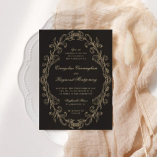 Invitación Marco negro ornamental barroco romántico de boda