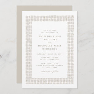 Invitación Marco neutro de azulejos beige simple boda elegant