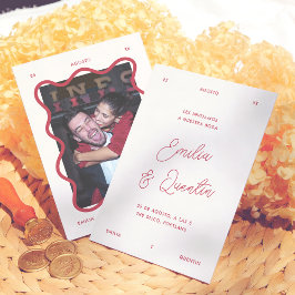 Invitación Marco Ondulado Foto Retro Boda Española