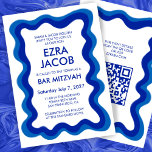 Invitación Marco ondulado Personalizado moderno QR CODE Bar B<br><div class="desc">¡Tarjeta perfecta para anunciar una mitzvah de murciélago, el bar mitzvah u otra celebración judía! ¡La mano hizo un marco ondulado para ti en la parte delantera! ¡TODO PERSONALIZABLE! Haga clic en "Personalizar" para editar el texto y agregar su vínculo al código qr. Haga clic en "editar usando la herramienta...</div>
