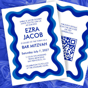 Invitación Marco ondulado Personalizado moderno QR CODE Bar B