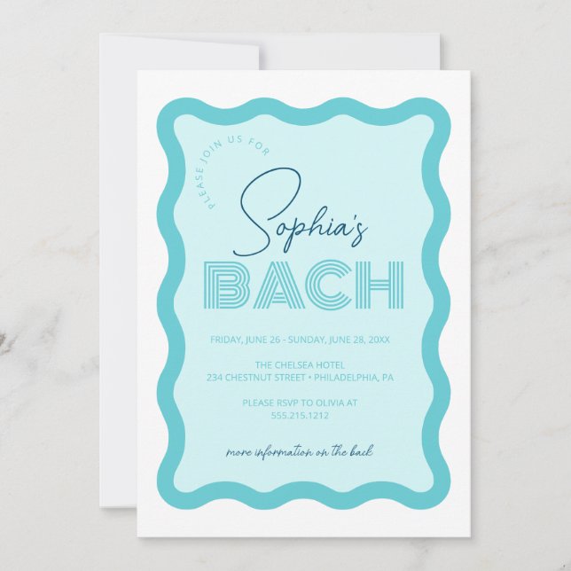 Invitación Marco ondulado Retro Bachelorette Fin de Semana It (Anverso)