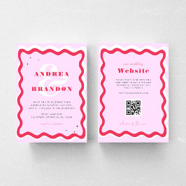 Invitación Marco ondulado retro Código QR Boda de amplitud 70