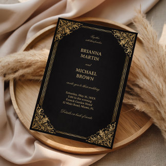Invitación Marco ornamentado de lujo en oro