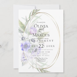 Invitación Marco ovalado floral de acuarela Anémona Violeta