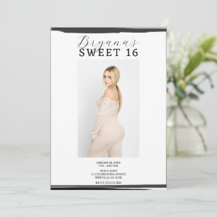 Invitación Marco para Foto Blanco y Negro Moderno y de Moda C
