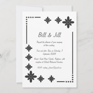 Invitación Marco Plateado Floral En El Boda De Fondo Blanco