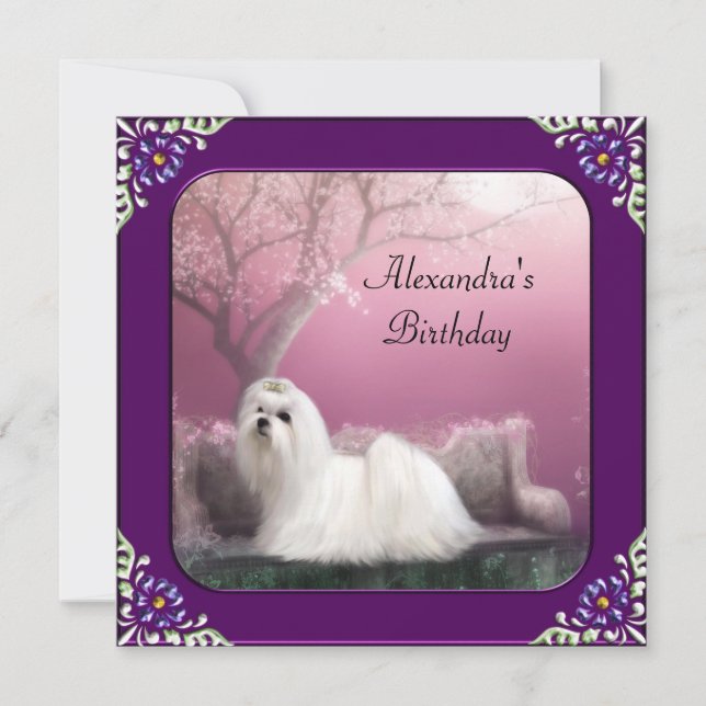 Invitación Marco púrpura del parque de flores de cerezo y mal (Anverso)