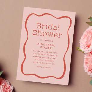 Invitación Marco retro ondulado de risitas en ducha de novia