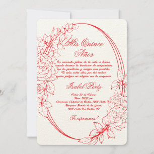 Invitación Marco rojo Quinceanera española