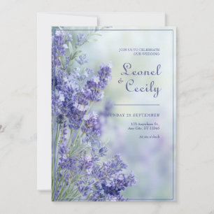 Invitación Marco Romántico Azul Brumoso Lavanda