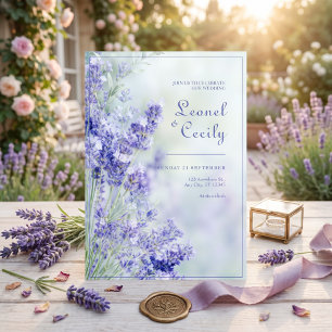 Invitación Marco Romántico Azul Brumoso Lavanda