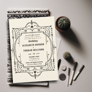 Invitación Marco rústico vintage de Boda de vaquero