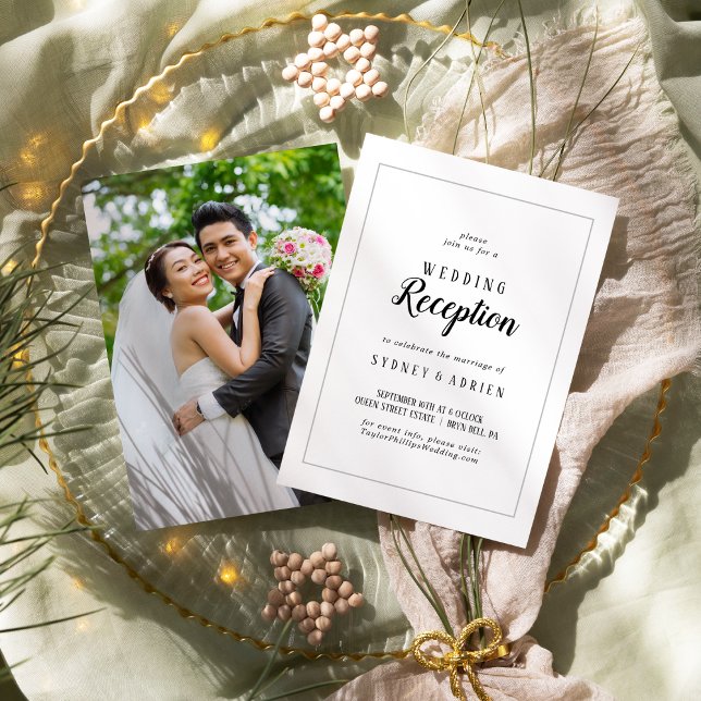 Invitación Marco sencillo de recepción de matrimonio de fotos (Subido por el creador)