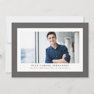 Invitación Marco simple de tweed gris foto clásica de graduac