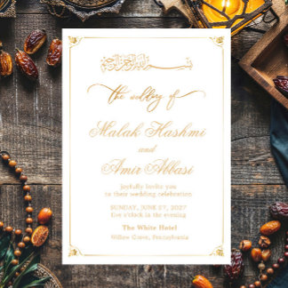 Invitación Marco simple musulmán islámico Nikah Boda de oro