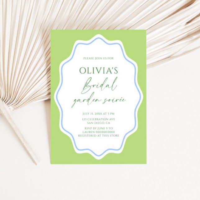 Invitación Marco verde azul de vieiras Jardín Ducha de novia (Subido por el creador)