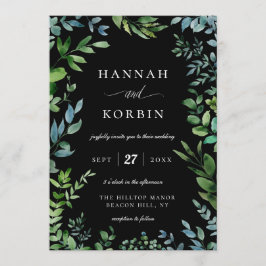 Invitación Marco verde moderno | Boda negro