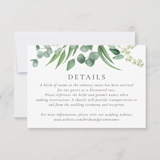 Invitación Marco verde moderno Detalles botánicos Eucalyptus (Anverso)