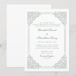 Invitación Marco victoriano barroco verde apagado