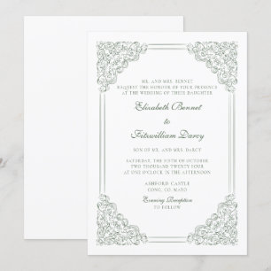Invitación Marco victoriano barroco verde apagado